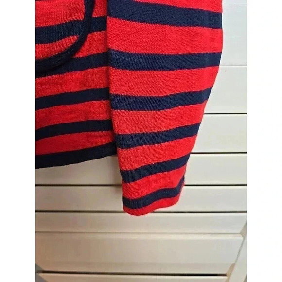 Cabi Size M Ladies Buttonup Red & Navy Striped Nautical Theme Lightweight Jacket - Picture 5 of 6